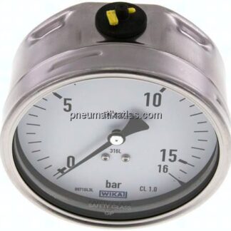 Chemie-Manometer waagerecht, 100mm, 0 - 16 bar