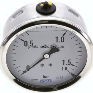 Glycerin-Manometer waagerecht (CrNi/Ms),100mm, 0 - 1,6bar