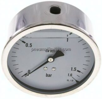 Glycerin-Manometer waagerecht (CrNi/Ms),100mm, 0 - 1,6bar