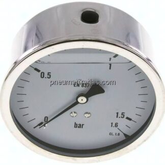 Glycerin-Manometer waagerecht (CrNi/Ms),100mm, 0 - 1,6bar