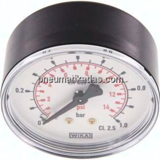 Manometer waagerecht (KU/Ms), 63mm, 0 - 1 bar, G 1/4"