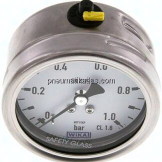 Chemie-Manometer waagerecht, 63mm, 0 - 1 bar