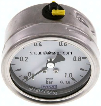 Chemie-Manometer waagerecht, 63mm, 0 - 1 bar