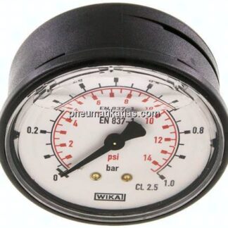 Glycerin-Manometer waagerecht (KU/Ms), 63mm, 0 - 1 bar