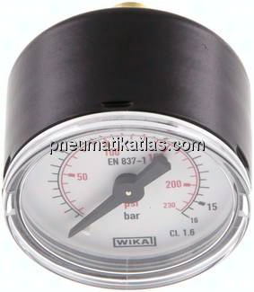 Manometer waagerecht (ST/Ms), 40mm, 0 - 16 bar, G 1/8"