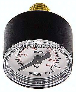 Manometer waagerecht (KU/Ms), 40mm, 0 - 16 bar, G 1/4"