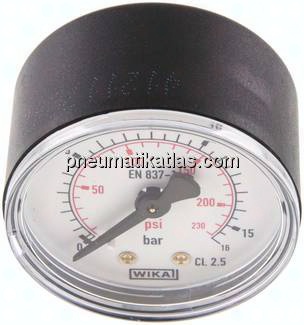 Manometer waagerecht (KU/Ms), 50mm, 0 - 16 bar, G 1/4"