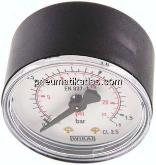 Manometer waagerecht (KU/Ms), 50mm, 0 - 1,6 bar, G 1/4"