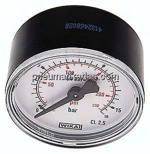 Manometer waagerecht (KU/Ms), 50mm, 0 - 16 bar, G 1/8"
