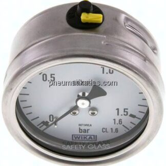 Chemie-Manometer waagerecht, 63mm, 0 - 1,6 bar