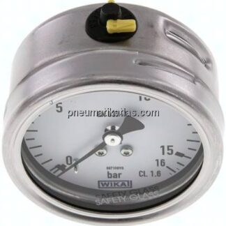 Chemie-Manometer waagerecht, 63mm, 0 - 16 bar