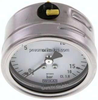 Chemie-Manometer waagerecht, 63mm, 0 - 16 bar