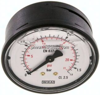 Glycerin-Manometer waagerecht (KU/Ms), 63mm, 0 - 1,6 bar