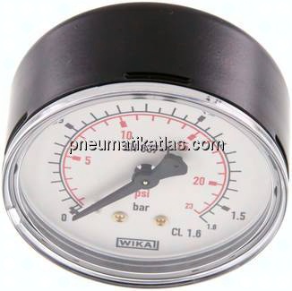 Manometer waagerecht (ST/Ms), 63mm, 0 - 1,6 bar, G 1/4"