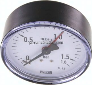 Manometer waagerecht, 80mm, 0 - 1,6 bar