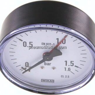 Manometer waagerecht, 80mm, 0 - 1,6 bar
