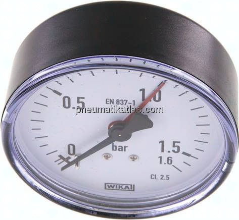 Manometer waagerecht, 80mm, 0 - 1,6 bar