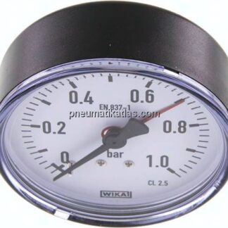 Manometer waagerecht, 80mm, 0 - 1 bar