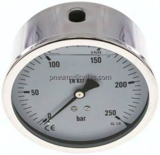 Glycerin-Manometer waagerecht (CrNi/Ms),100mm, 0 - 250bar