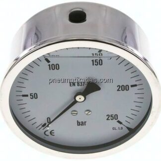 Glycerin-Manometer waagerecht (CrNi/Ms),100mm, 0 - 250bar