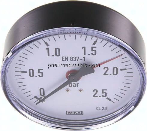 Manometer waagerecht, 100mm, 0 - 2,5 bar