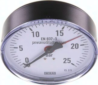 Manometer waagerecht, 100mm, 0 - 25 bar