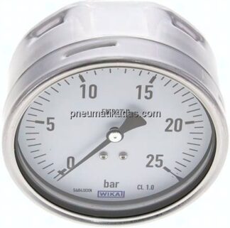 Manometer waagerecht (CrNi/Ms), 100mm, 0 - 25 bar