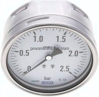 Manometer waagerecht (CrNi/Ms), 100mm, 0 - 2,5 bar
