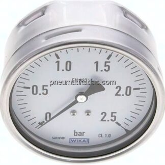 Manometer waagerecht (CrNi/Ms), 100mm, 0 - 2,5 bar
