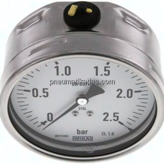 Chemie-Manometer waagerecht, 100mm, 0 - 2,5 bar