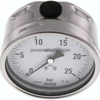 Chemie-Manometer waagerecht, 100mm, 0 - 25 bar