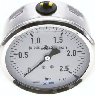 Glycerin-Manometer waagerecht (CrNi/Ms),100mm, 0 - 2,5bar