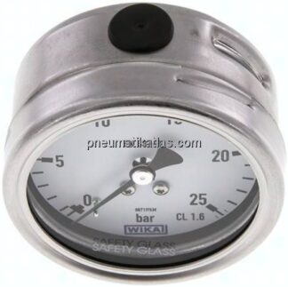 Chemie-Manometer waagerecht, 63mm, 0 - 25 bar