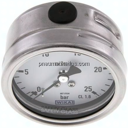 Chemie-Manometer waagerecht, 63mm, 0 - 25 bar