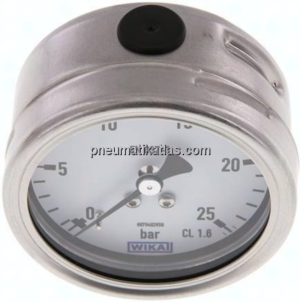 Chemie-Manometer waagerecht, 63mm, 0 - 25 bar