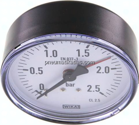 Manometer waagerecht, 80mm, 0 - 2,5 bar