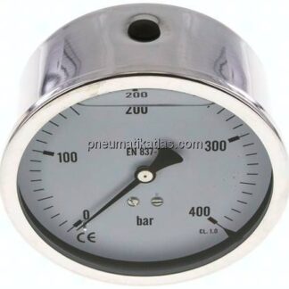 Glycerin-Manometer waagerecht (CrNi/Ms),100mm, 0 - 400bar