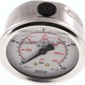 Glycerin-Manometer waagerecht (CrNi/Ms),63mm, 0 - 400bar