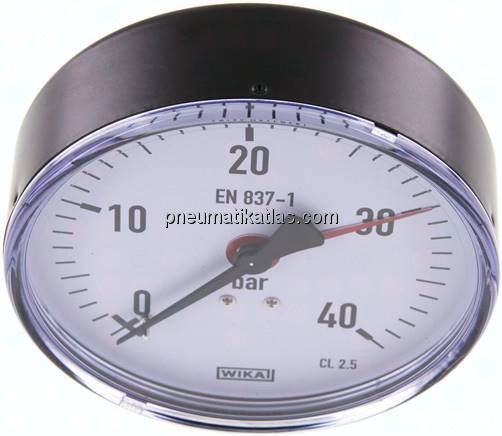 Manometer waagerecht, 100mm, 0 - 40 bar