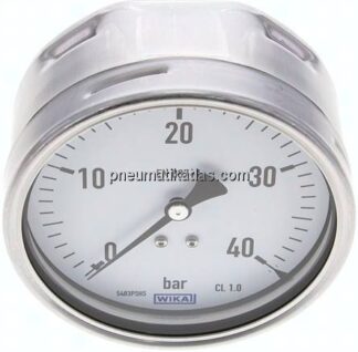 Manometer waagerecht (CrNi/Ms), 100mm, 0 - 40 bar