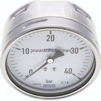 Manometer waagerecht (CrNi/Ms), 100mm, 0 - 40 bar