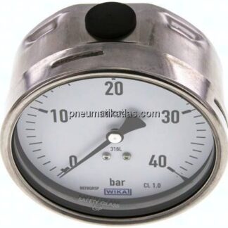 Chemie-Manometer waagerecht, 100mm, 0 - 40 bar