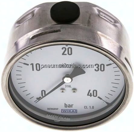 Chemie-Manometer waagerecht, 100mm, 0 - 40 bar