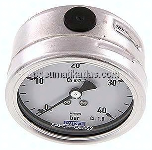 Chemie-Glycerin-Manometer waagerecht, 63mm, 0 - 40bar