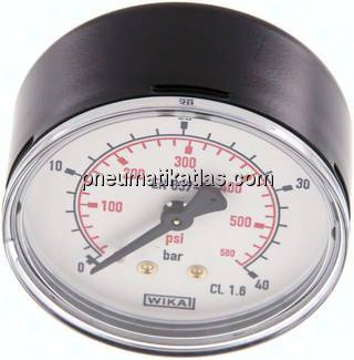 Manometer waagerecht (ST/Ms), 63mm, 0 - 40 bar, G 1/4"