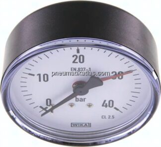 Manometer waagerecht, 80mm, 0 - 40 bar