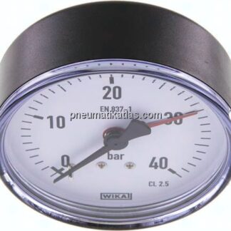 Manometer waagerecht, 80mm, 0 - 40 bar