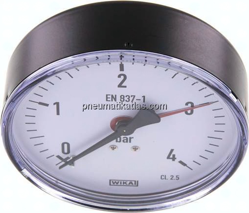 Manometer waagerecht, 100mm, 0 - 4 bar