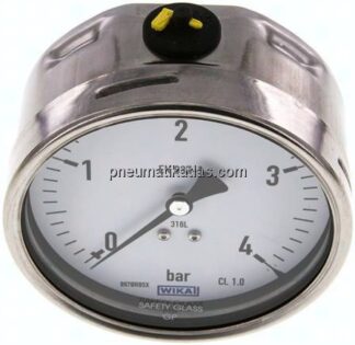 Chemie-Manometer waagerecht, 100mm, 0 - 4 bar