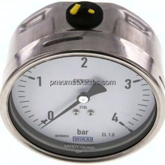 Chemie-Manometer waagerecht, 100mm, 0 - 4 bar
